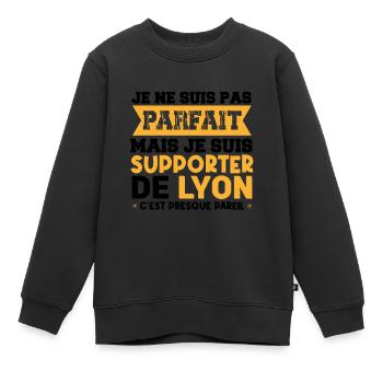 JE SUIS SUPPORTER DE LYON - Sweat Premium enfant bio - noir - Devant - AI Model Kid Female (0cm)