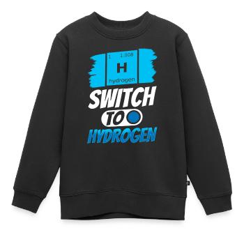 Passage à l’hydrogène, élément énergétique hydrogène - Sweat Premium enfant bio - noir - Devant - AI Model Kid Female (0cm)