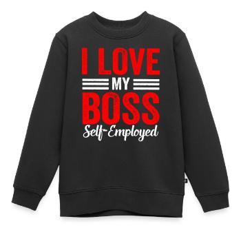 I love my boss (self-employed) freelancer - Kids Premium Organic Sweatshirt - black - Front - AI Model Kid Female (0cm)