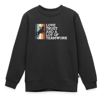 Amour, confiance et beaucoup de travail d'équipe - - Sweat Premium enfant bio - noir - Devant - AI Model Kid Female (0cm)
