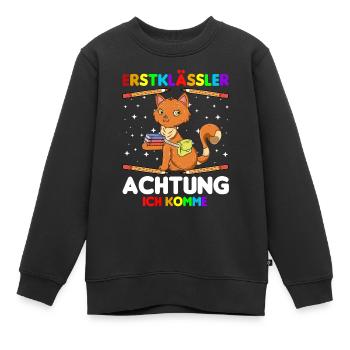Erstklässler Achtung ich komme - Kinder Premium Organic Sweatshirt - Schwarz - Vorne - AI Model Kid Female (0cm)