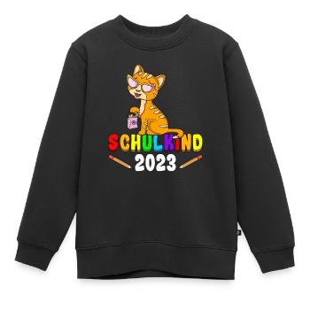 Schulkind 2023 Kätzchen - Kinder Premium Organic Sweatshirt - Schwarz - Vorne - AI Model Kid Female (0cm)