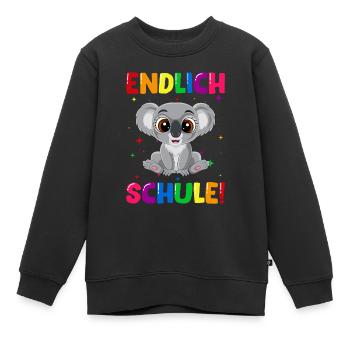 Endlich Schule Koala Einschulung Schulkind - Kinder Premium Organic Sweatshirt - Schwarz - Vorne - AI Model Kid Female (0cm)