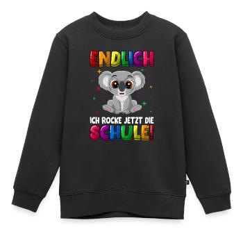 Endlich ich rocke jetzt die Schule Koala - Kinder Premium Organic Sweatshirt - Schwarz - Vorne - AI Model Kid Female (0cm)