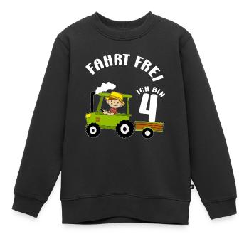 Tracteur Motif d’anniversaire 4 ans Garçon Cadeau - Sweat Premium enfant bio - noir - Devant - AI Model Kid Female (0cm)