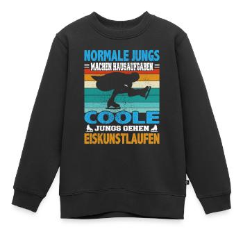 Normale Jungs Hausaufgaben coole Eiskunstlauf - Kinder Premium Organic Sweatshirt - Schwarz - Vorne - AI Model Kid Female (0cm)