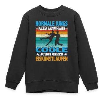 Normale Jungs Hausaufgaben coole Eiskunstlauf - Kinder Premium Organic Sweatshirt - Schwarz - Vorne - AI Model Kid Female (0cm)
