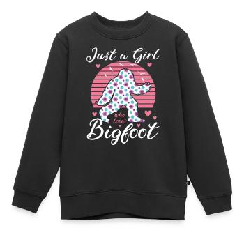 Nur Ein Mädchen, Das Bigfoot Sasquatch Liebt - Kinder Premium Organic Sweatshirt - Schwarz - Vorne - AI Model Kid Female (0cm)