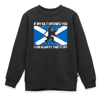 Wenn Mein Kilt Dich Beleidigt, Kann Ich Es Immer - Kinder Premium Organic Sweatshirt - Schwarz - Vorne - AI Model Kid Female (0cm)
