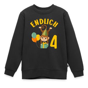 4. Geburtstag Geschenk Endlich vier Jahre Affe - Kinder Premium Organic Sweatshirt - Schwarz - Vorne - AI Model Kid Female (0cm)