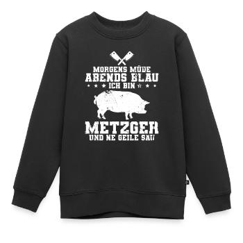 Fleischer Metzger - Kinder Premium Organic Sweatshirt - Schwarz - Vorne - AI Model Kid Female (0cm)