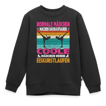 Normale Mädchen Hausaufgaben coole Eiskunstlauf - Kinder Premium Organic Sweatshirt - Schwarz - Vorne - AI Model Kid Female (0cm)