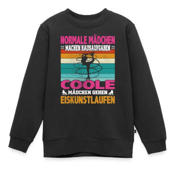 Normale Mädchen Hausaufgaben coole Eiskunstlauf - Kinder Premium Organic Sweatshirt - Schwarz - Vorne - AI Model Kid Female (0cm)