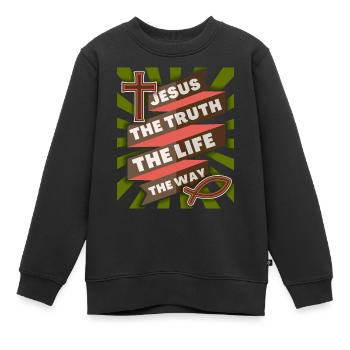 Jesus Christus Jesus-Spruch christliche Motivation - Kinder Premium Organic Sweatshirt - Schwarz - Vorne - AI Model Kid Female (0cm)