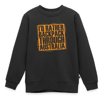 I'd rather Backpack through Outback Australia - Kinder Premium Organic Sweatshirt - Schwarz - Vorne - AI Model Kid Female (0cm)