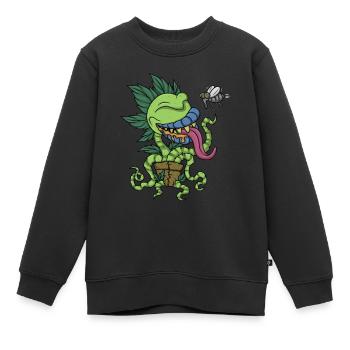 Venus Fliege Botanisches Monster Pflanze Fleischfresser - Kinder Premium Organic Sweatshirt - Schwarz - Vorne - AI Model Kid Female (0cm)