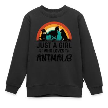 Ich Liebe alle Tier, Freund von Tieren - Kinder Premium Organic Sweatshirt - Schwarz - Vorne - AI Model Kid Female (0cm)