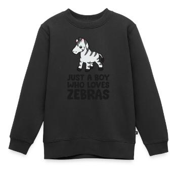 Nur ein Junge, der Zebras liebt - Kinder Premium Organic Sweatshirt - Schwarz - Vorne - AI Model Kid Female (0cm)