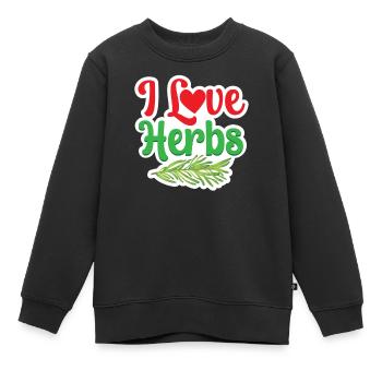 J’adore les herbes herbes herbes aromatiques jardin d’herbes aromatiques - Sweat Premium enfant bio - noir - Devant - AI Model Kid Female (0cm)
