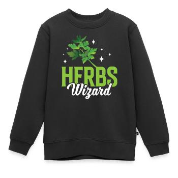 Herbes Magicien Jardin d’herbes Herboristerie Herbe herbacée - Sweat Premium enfant bio - noir - Devant - AI Model Kid Female (0cm)