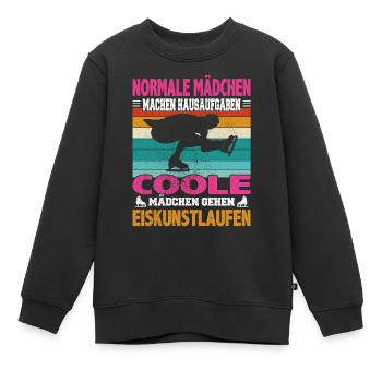 Normale Mädchen Hausaufgaben coole Eiskunstlauf - Kinder Premium Organic Sweatshirt - Schwarz - Vorne - AI Model Kid Female (0cm)
