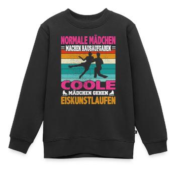 Normale Mädchen Hausaufgaben coole Eiskunstlauf - Kinder Premium Organic Sweatshirt - Schwarz - Vorne - AI Model Kid Female (0cm)