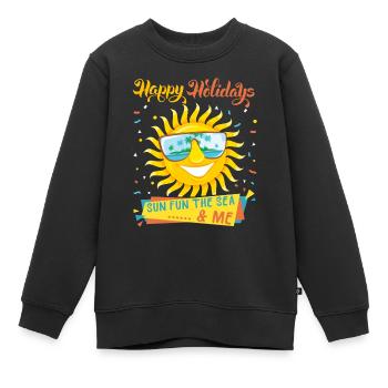 Vacances à la mer, vacances, soleil qui rit, dire - Sweat Premium enfant bio - noir - Devant - AI Model Kid Female (0cm)