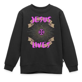 Jésus-Vit, Dire Jésus-Christ, Motivation - Sweat Premium enfant bio - noir - Devant - AI Model Kid Female (0cm)