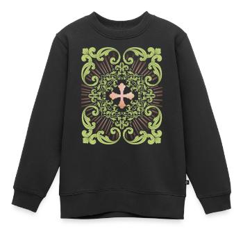 Jesus-Kreuz, Jesus Christus Kreuz, Vintage-Kreuz - Kinder Premium Organic Sweatshirt - Schwarz - Vorne - AI Model Kid Female (0cm)