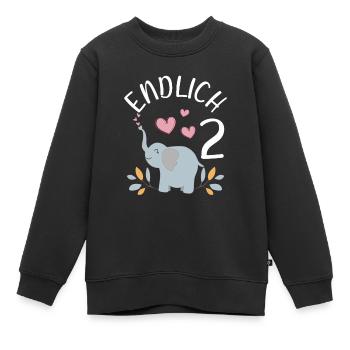 Endlich 2 Jahre Mädchen Geburtstagshirt Elefant - Kinder Premium Organic Sweatshirt - Schwarz - Vorne - AI Model Kid Female (0cm)