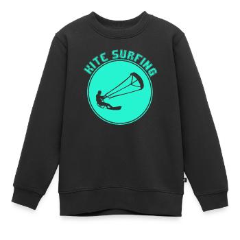 Kite surfen - Kinder Premium Organic Sweatshirt - Schwarz - Vorne - AI Model Kid Female (0cm)