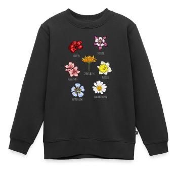 Espèces de fleurs Fleurs - Sweat Premium enfant bio - noir - Devant - AI Model Kid Female (0cm)