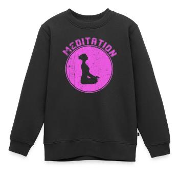 Méditation - Sweat Premium enfant bio - noir - Devant - AI Model Kid Female (0cm)