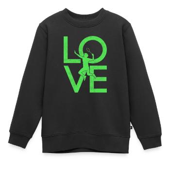 Badminton - Sweat Premium enfant bio - noir - Devant - AI Model Kid Female (0cm)