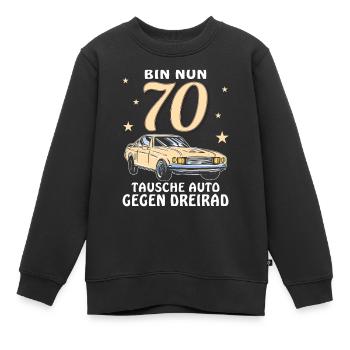 TAUSCHE AUTO GEGEN DREIRAD GEBURTSTAG 70 - Kinder Premium Organic Sweatshirt - Schwarz - Vorne - AI Model Kid Female (0cm)