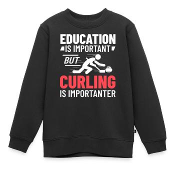 Curling Sport Spiel Spieler Curlingsteine Eis - Kinder Premium Organic Sweatshirt - Schwarz - Vorne - AI Model Kid Female (0cm)