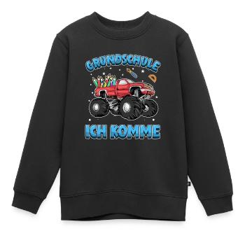 Grundschule ich komme Einschulung Truck - Kinder Premium Organic Sweatshirt - Schwarz - Vorne - AI Model Kid Female (0cm)