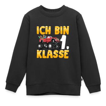 Ich bin 1. Klasse Einschulung Truck - Kinder Premium Organic Sweatshirt - Schwarz - Vorne - AI Model Kid Female (0cm)