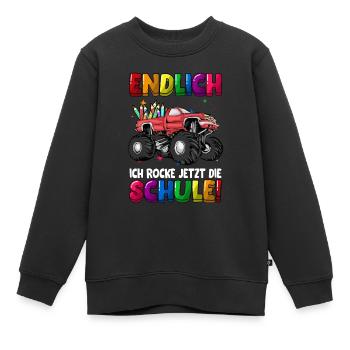 Endlich jetzt rocke ich die Schule Einschulung - Kinder Premium Organic Sweatshirt - Schwarz - Vorne - AI Model Kid Female (0cm)