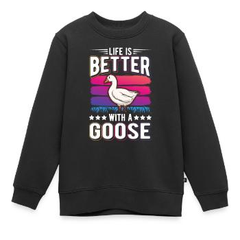 Life is better with a Goose Goose Breeder Goose - Kids Premium Organic Sweatshirt - black - Front - AI Model Kid Female (0cm)