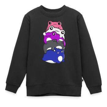 Genderfluid Stolz Frosch Haufen Genderfluid Flagge - Kinder Premium Organic Sweatshirt - Schwarz - Vorne - AI Model Kid Female (0cm)