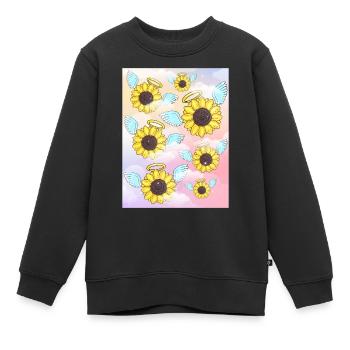 Angelcore Aesthetic Sunflower Angel - Kids Premium Organic Sweatshirt - black - Front - AI Model Kid Female (0cm)