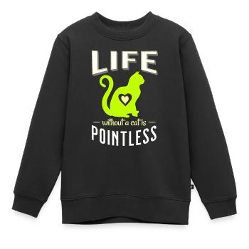 grün ein Leben ohne Katze ist sinnlos Katzen - Kinder Premium Organic Sweatshirt - Schwarz - Vorne - AI Model Kid Female (0cm)