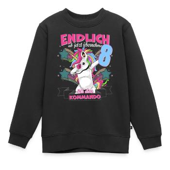 Kinderkleidung, Einhorn zum 8. Geburtstag, 8 Jahre - Kinder Premium Organic Sweatshirt - Schwarz - Vorne - AI Model Kid Female (0cm)