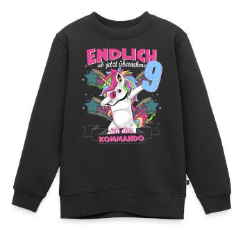 Kinderkleidung, Einhorn zum 9. Geburtstag, 9 Jahre - Kinder Premium Organic Sweatshirt - Schwarz - Vorne - AI Model Kid Female (0cm)