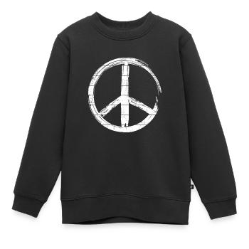 Friedenszeichen - Peace Frieden - Kinder Premium Organic Sweatshirt - Schwarz - Vorne - AI Model Kid Female (0cm)