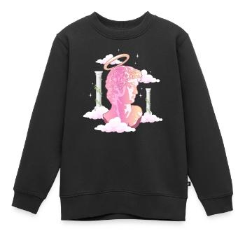Angelcore Aesthetic Angel David Michelangelo Griec - Kinder Premium Organic Sweatshirt - Schwarz - Vorne - AI Model Kid Female (0cm)