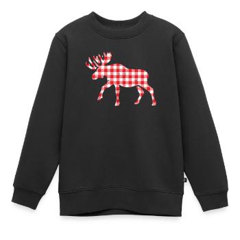 Buffalo Plaid Elch Matching Familie Weihnachten - Kinder Premium Organic Sweatshirt - Schwarz - Vorne - AI Model Kid Female (0cm)