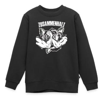 zusammenhalt mit rose in weiss - Kinder Premium Organic Sweatshirt - Schwarz - Vorne - AI Model Kid Female (0cm)