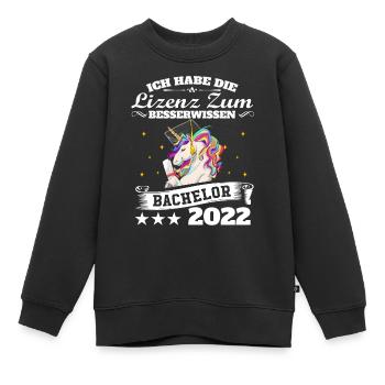 Ich Habe Die Lizenz Zum Besserwissen Einhorn Bache - Kinder Premium Organic Sweatshirt - Schwarz - Vorne - AI Model Kid Female (0cm)